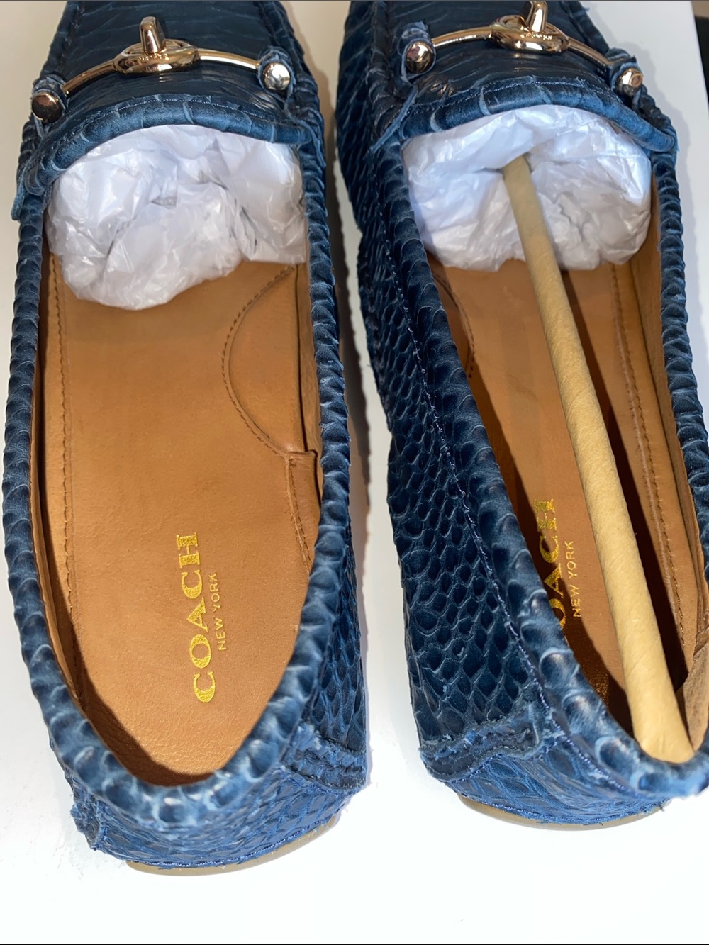 NIB Coach Marley Loafers in Bright Marine Croco Leather Size 8.5 - Picture 4 of 11